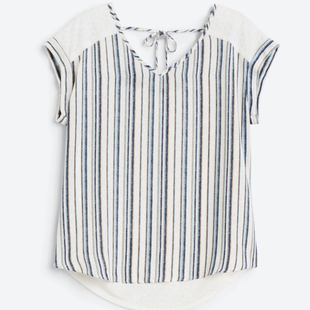 Fortune + Ivy Elliot Detail Mixed Material Top (Lg)
